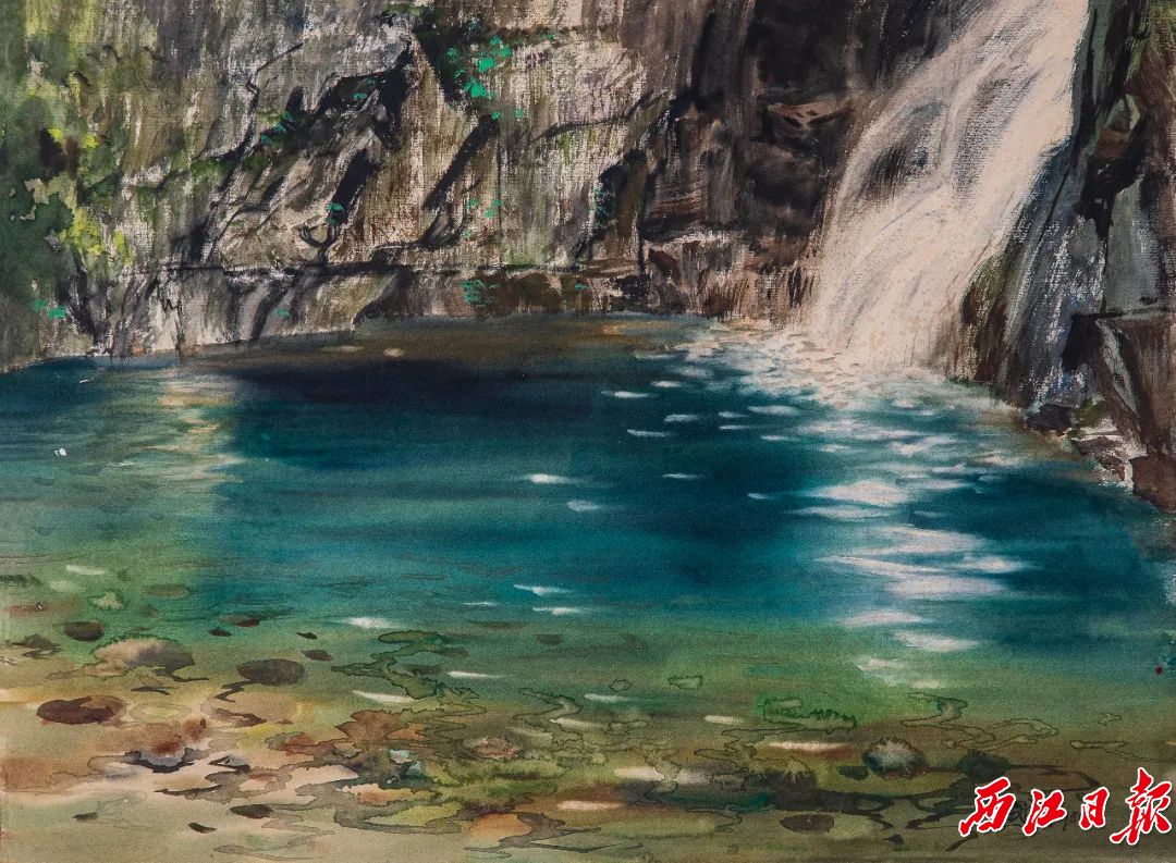 《鼎湖山泉》(水彩)罗国贤.jpg